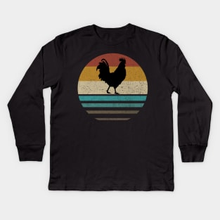 Retro Vintage Chicken Funny Farm Poultry Farmer Gift Kids Long Sleeve T-Shirt